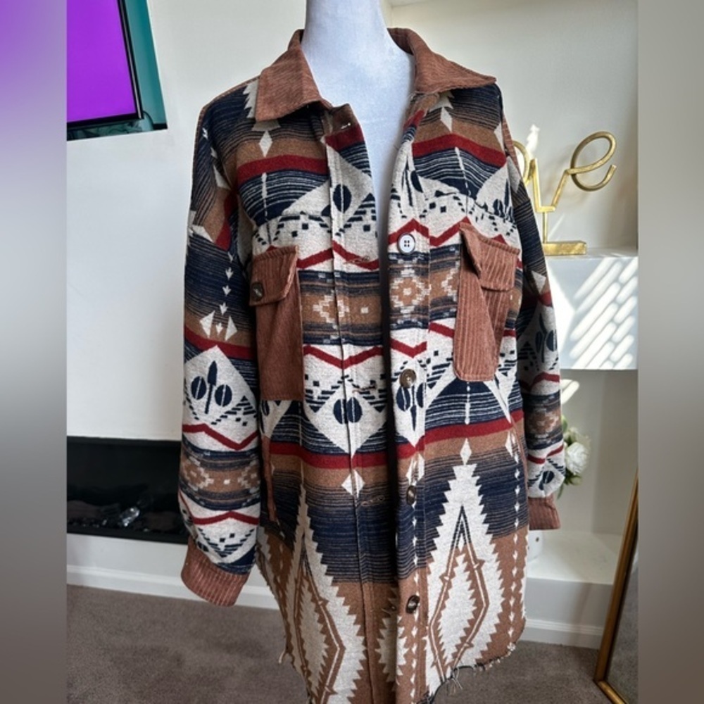 1.4.3. Story by Line Up Women's Patterned Jacket - Brown, Blue, Red - Picture 2 of 8